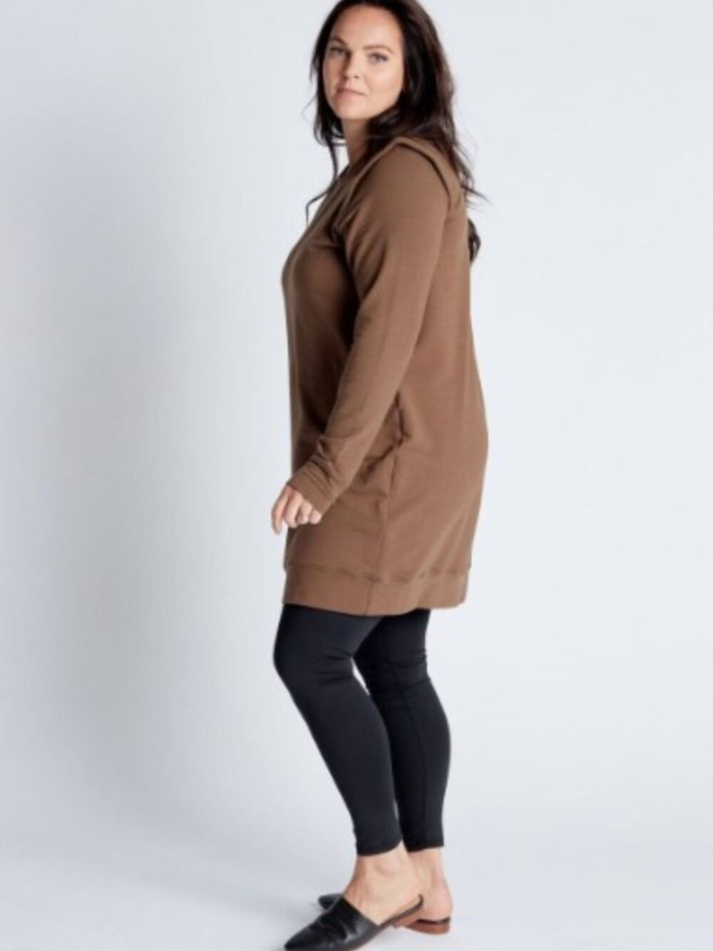 Lost In Layers Sweatshirt Dress, Size 3X/4X, Long Sleeve, Tan-Brown, Canadian - Picture 3 of 7